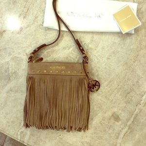 MK Suede Fringed Cross-body Bag